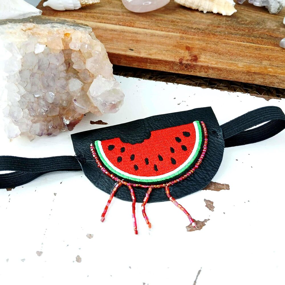 Watermelon Embroidered Beaded Eye Patch, Adjustable Vision Accessory, Ocular Aid